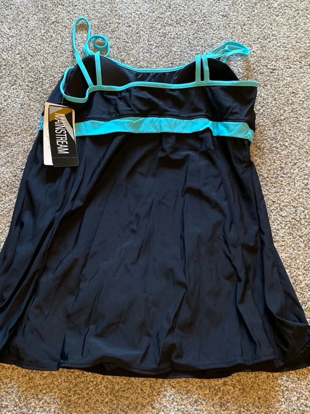 Mainstream NWT Women's Black Swimdress with Teal Trim Size 22W